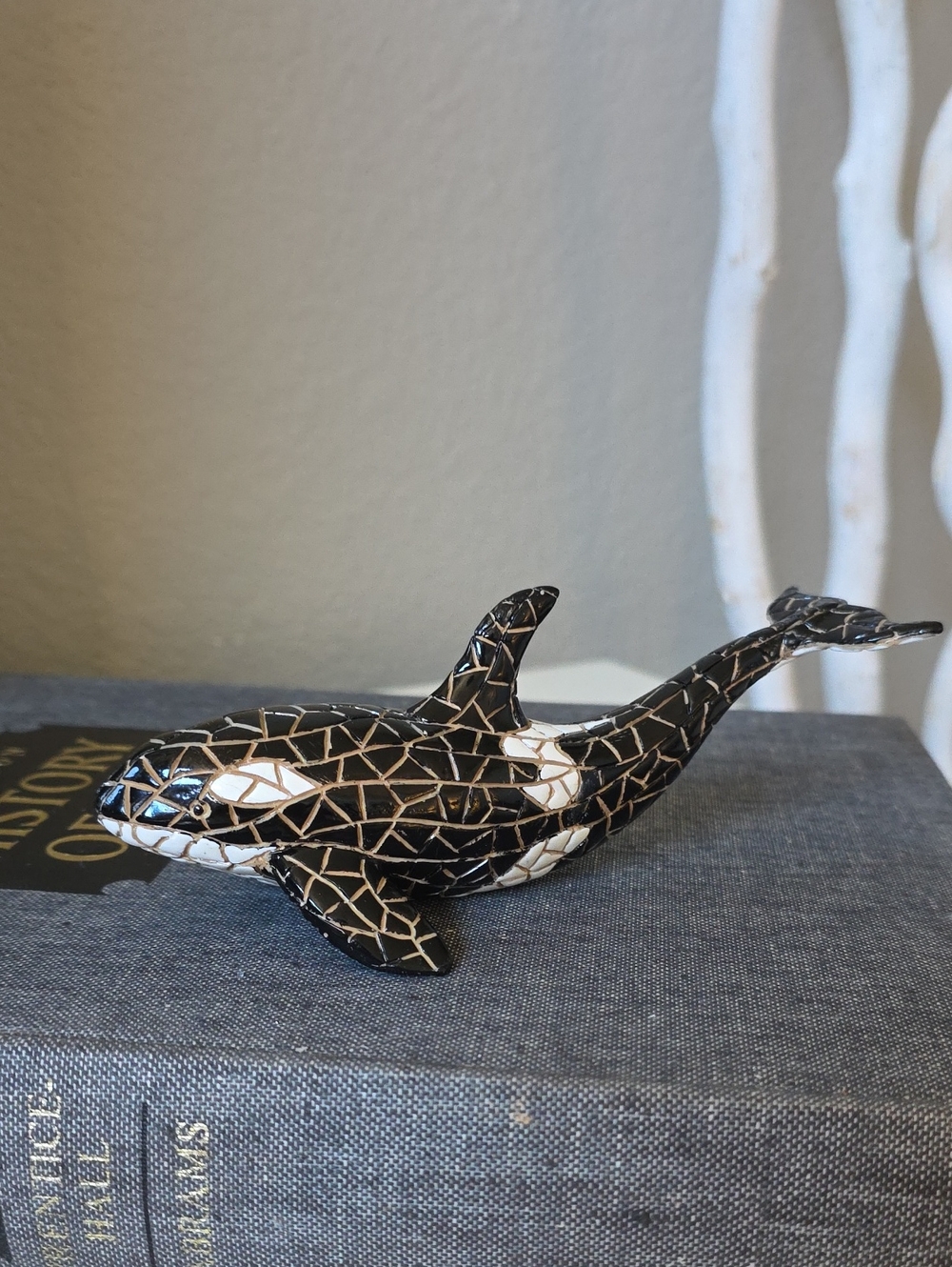 Orca Whale Mosaic Figurine - Black & White